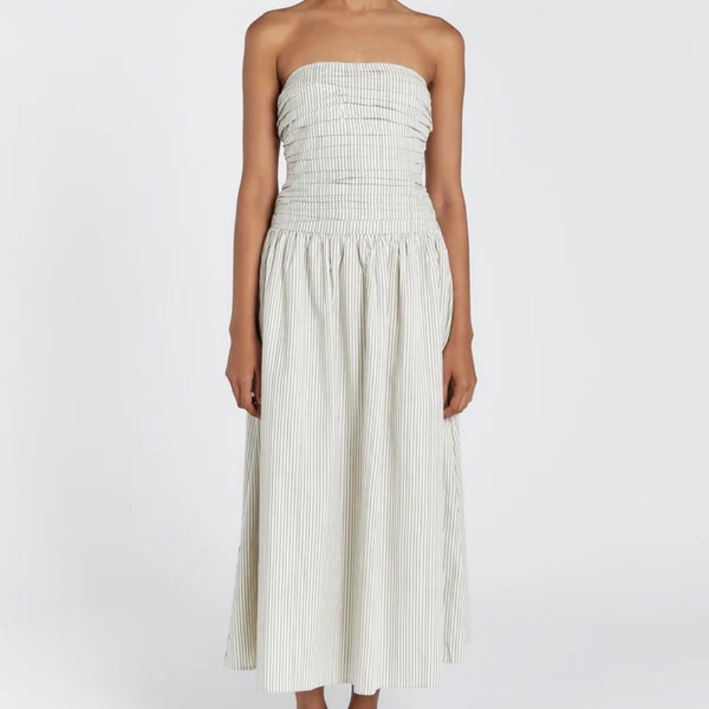 DISSH Cream Strapless Ruched Dress